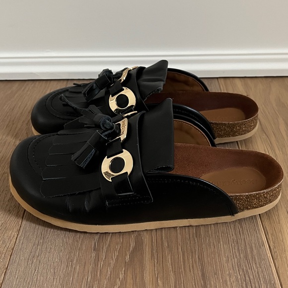 See by Chloé Black Lyvi Mules. Calfskin Leather See by Chloe Slip On Sandals. - Picture 8 of 16